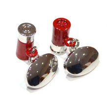 Red Shotgun Shell Chain & Plate Style Cufflinks