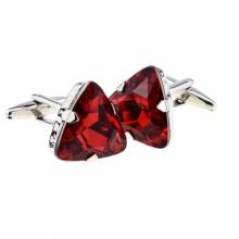 Ruby Red Triangular Acrylic Crystal Cufflinks