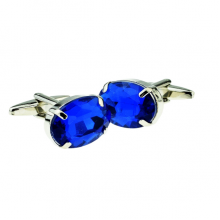 Sapphire Blue Oval Acrylic Crystal Cufflinks