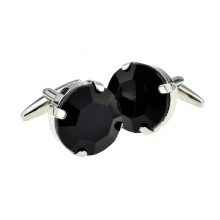 New Spoilt Collection Round Black Acrylic Crystal Cufflinks