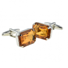 Amber Baguette Cut Acrylic Crystal Cufflinks