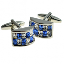 New Spoilt Collection Charismatic  Blue & White Crystals,  Rounded Cufflinks