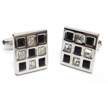 New Spoilt Collection Black & Clear Crystal Square Classic Cufflinks