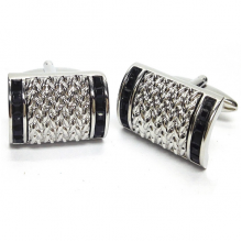 New Spoilt Collection Edged Curved Classic Black Crystal Cufflinks