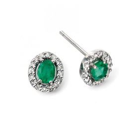 White Gold Precious Emerald and Diamond 