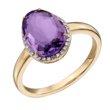 Organic Shaped Amethyst Ring With Pave Diamonds