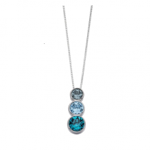 Sterling Silver Triple Swarovski Sapphire, Aquamarine, Indicolite Pendant